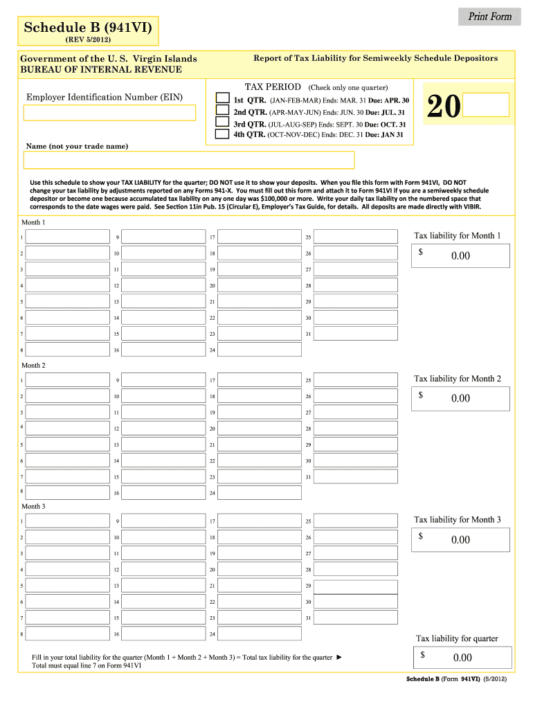 Schedule B Form 941 Printable 2025