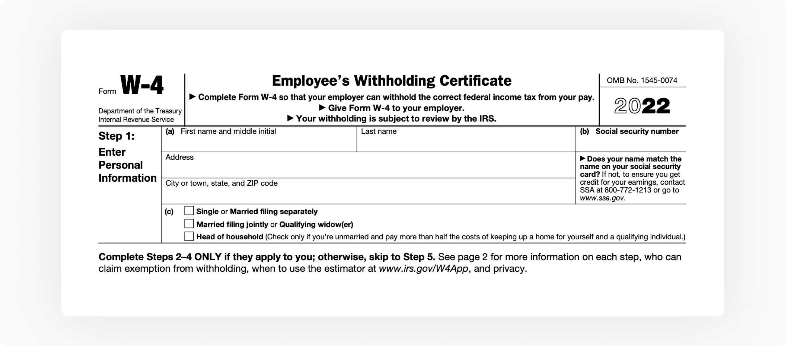 Federal W4 Form 2023 Irs