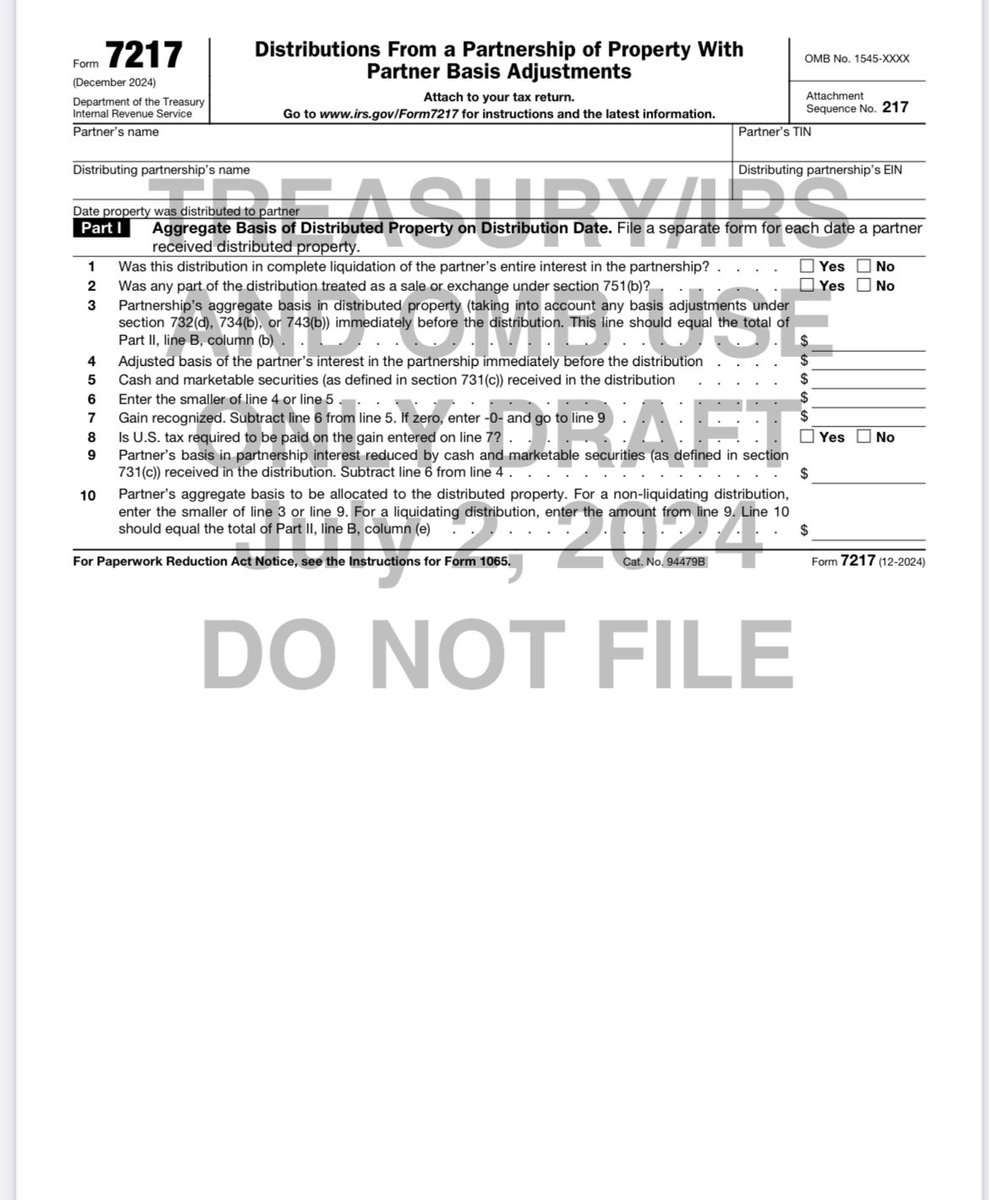 We Now Have Draft Instructions To This New Form 7217 This Is To 