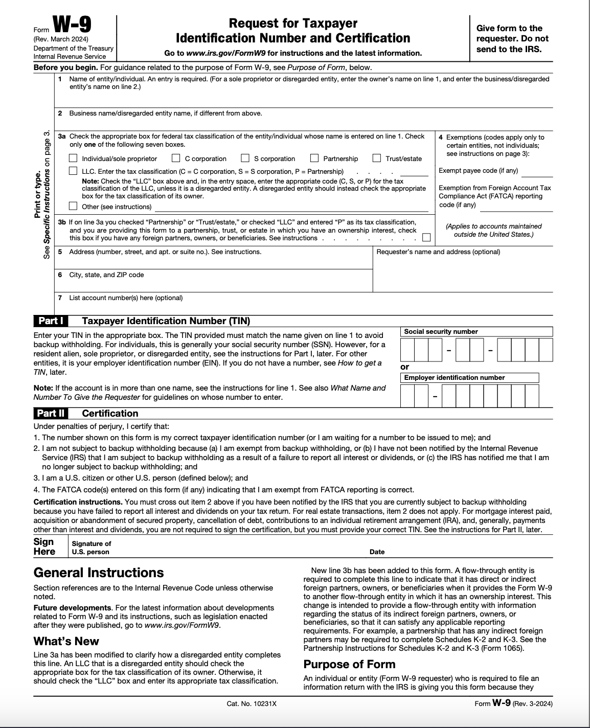 W9 Form To Fill Out For Llc