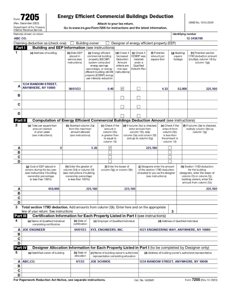 What Is Form 7205 Example 