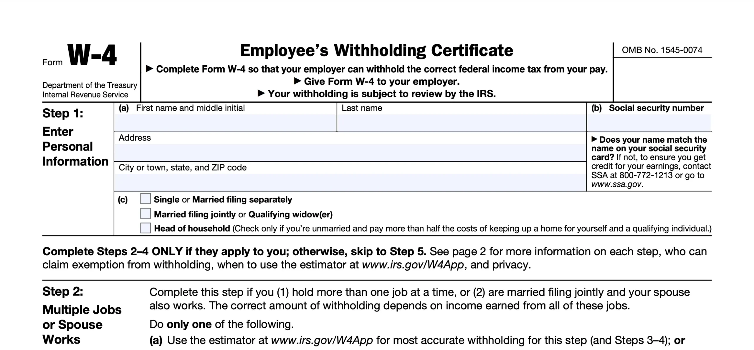 What Is IRS Form W 4 
