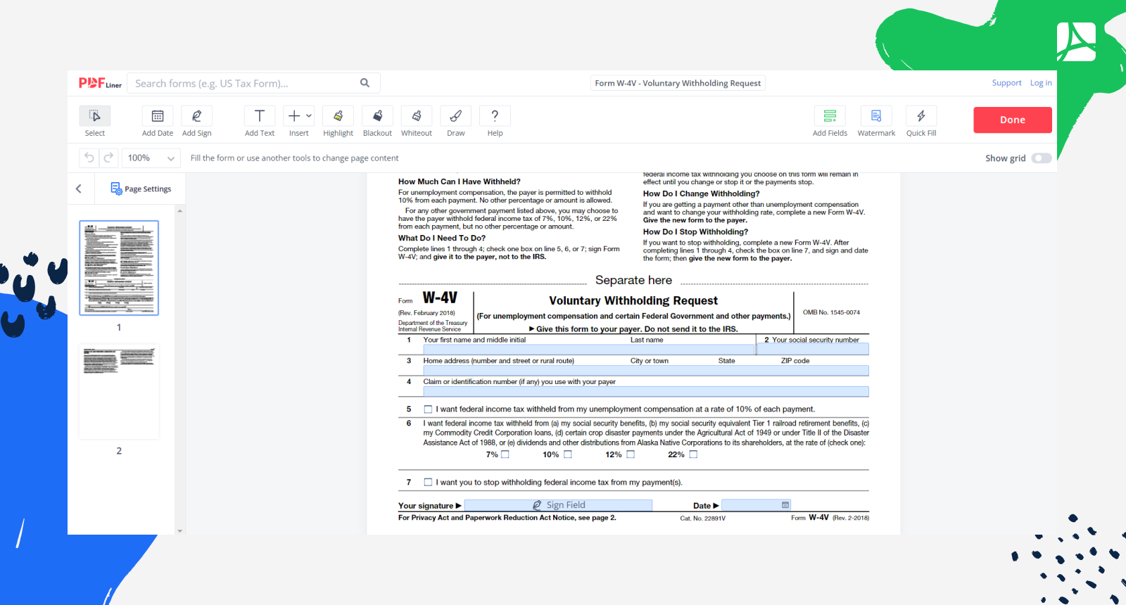 Printable Form W 4v