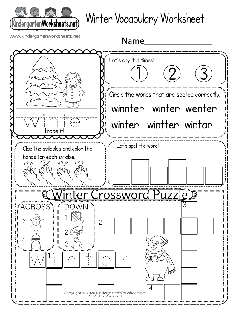 Free Printable Winter Worksheets For Preschool