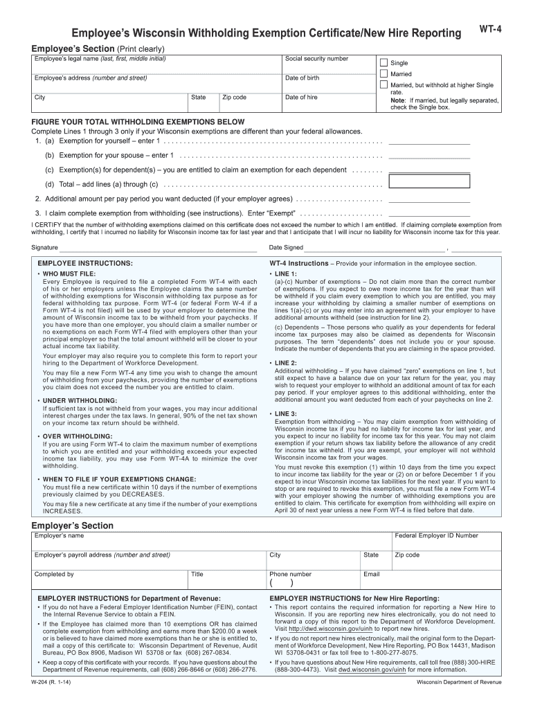 Wisconsin W4 Fill Out amp Sign Online DocHub