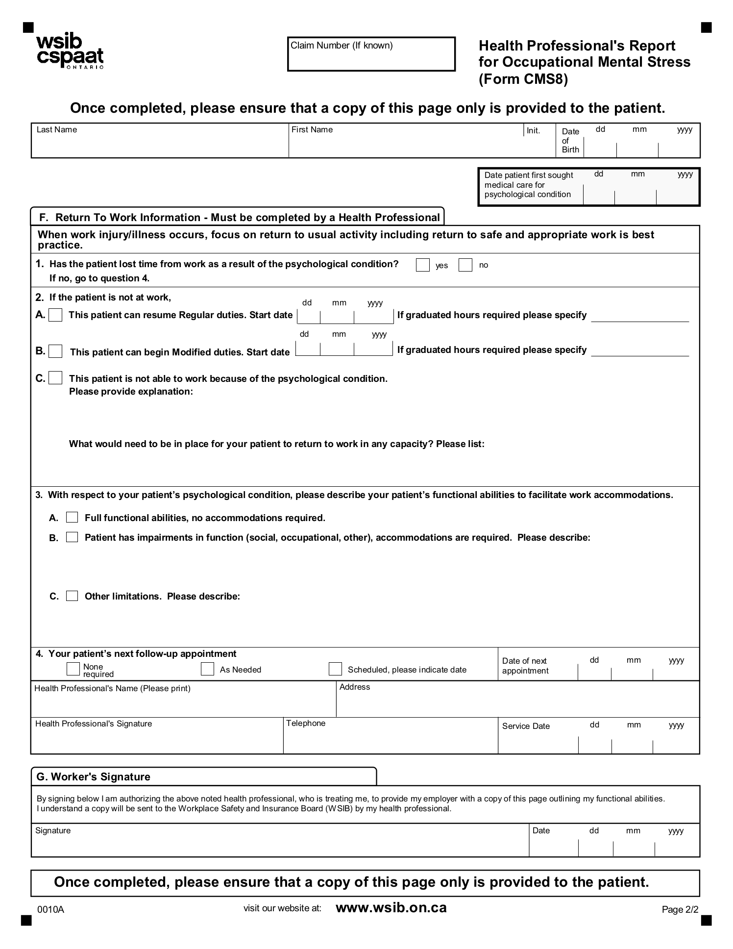 Printable Form 7 Wsib Ontario